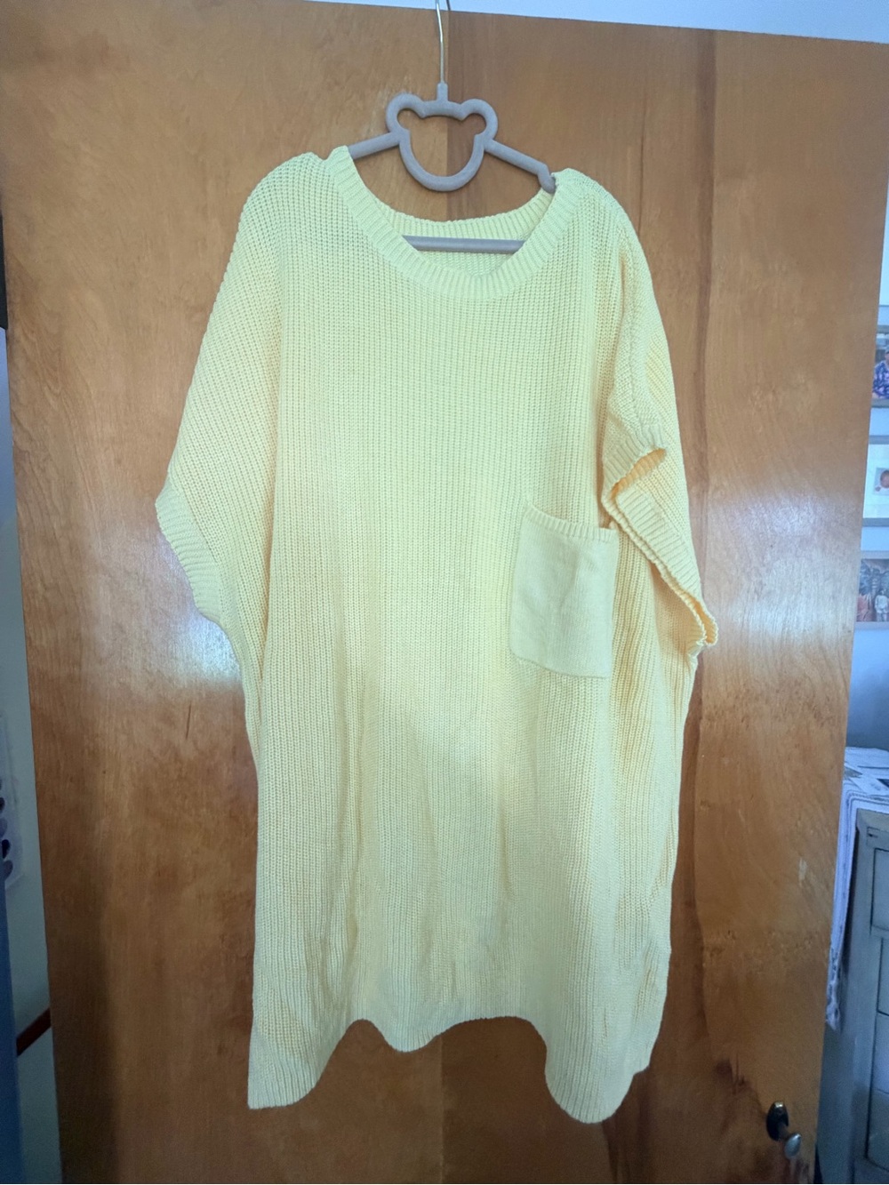 Yellow Knit Pocket Sweater - Women